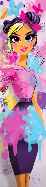 Free teacher bookmark featuring a watercolor lady with a bright smirk